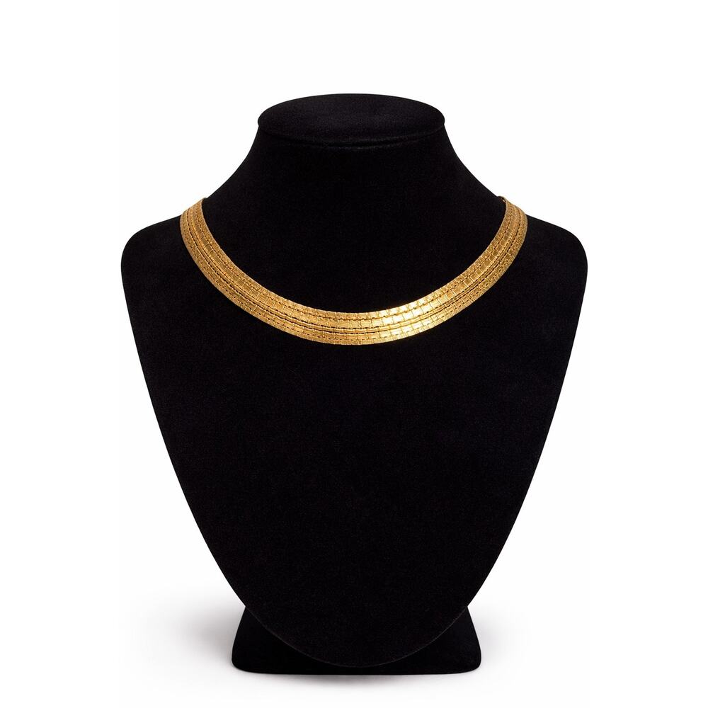 Vintage Gold Tone Multi Strand Collar Necklace 18” Statement Choker Unsigned